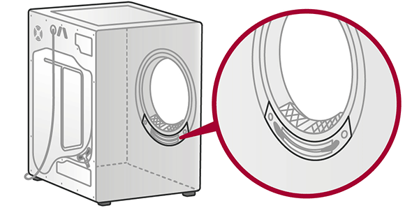Vị trí cảm biến độ ẩm bên trong máy sấy LG