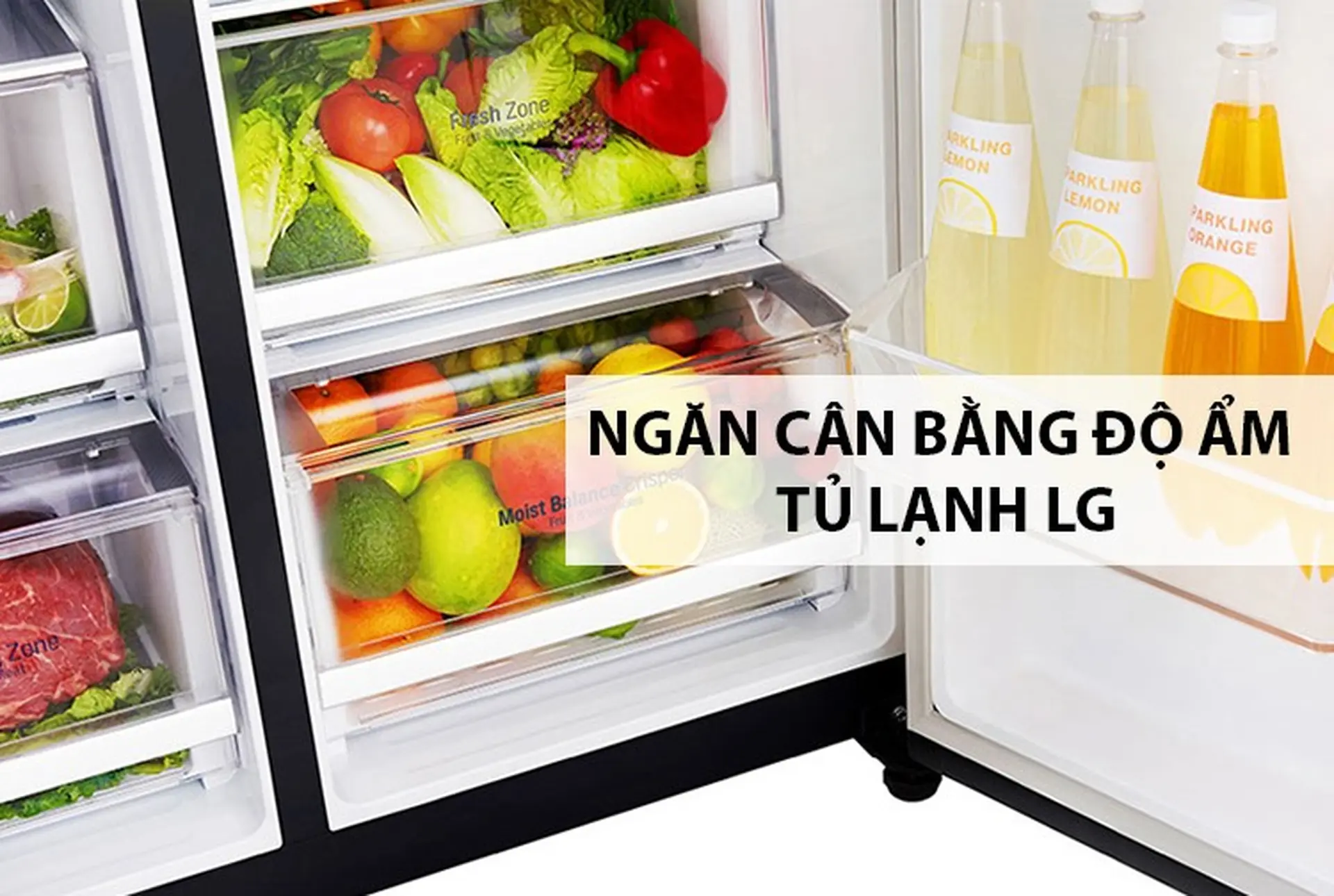 Ngăn rau củ quả với công nghệ FRESHBalancer™ trên tủ lạnh LG