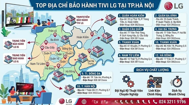 Trung tâm sửa chữa bảo hành tivi LG tại nhà khu vực Hà Nội