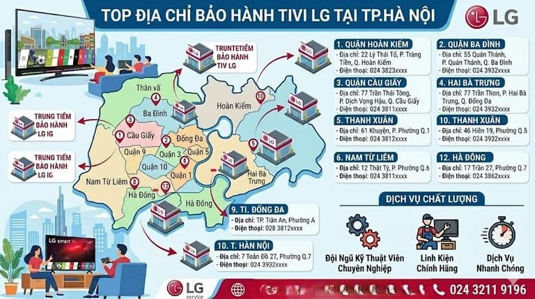 Top trung tâm bảo hành tivi LG tại Hà Nội hỗ trợ nhanh