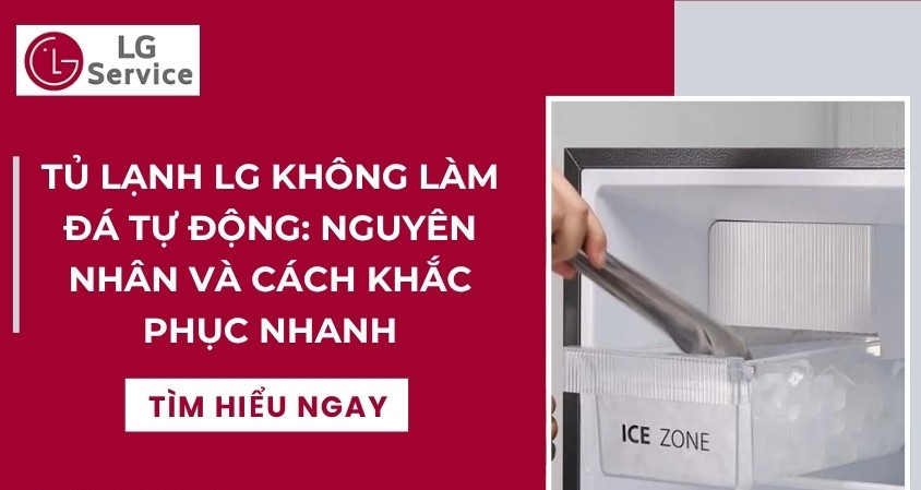 Bộ làm đá tự động trống rỗng bên trong tủ lạnh LG Side by Side