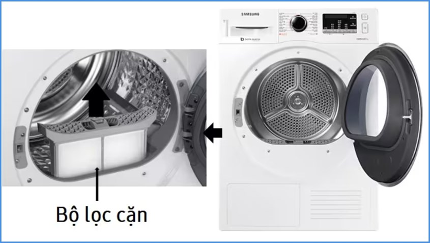 Vệ sinh lưới lọc, ống thông hơi, cảm biến độ ẩm của máy sấy LG